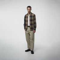 Camisa Hombre Sfera Franela Cuadros Verde Oliva