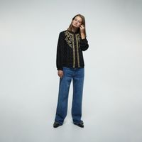 Blusa Mujer Sfera Pechera Bordada Negro