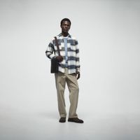 Camisa Hombre Sfera Sobrecamisa Cuadros Franela Azul