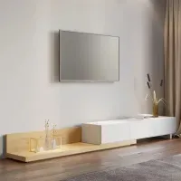 Mesa para TV Extensible 3 cajones Carolina color Blanco/Duna TU MESITA