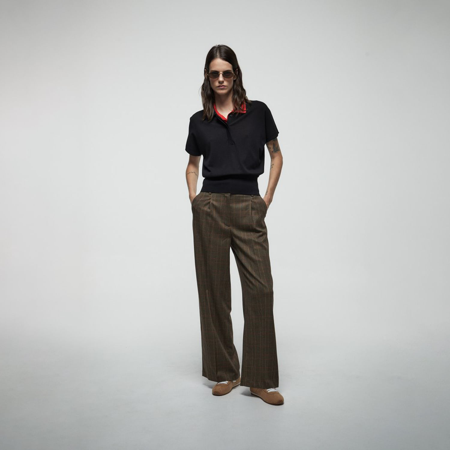 Pantalón Mujer Sfera Basico Saten Marron