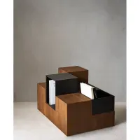 Mesa de Centro Contemporáneo Piqué Marrón Oscuro 2 Piezas