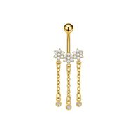 Piercing para ombligo flores con brillos dorado
