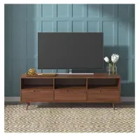 Mesa de TV Molly 75"" TU MESITA Melamina 18mm color Marrón Oscuro 3 cajones