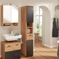 Armario alto para baño Irina color Marrón/Negro TU MESITA