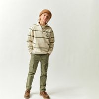 Polera Niño Sfera Raya Cremaller Crudo