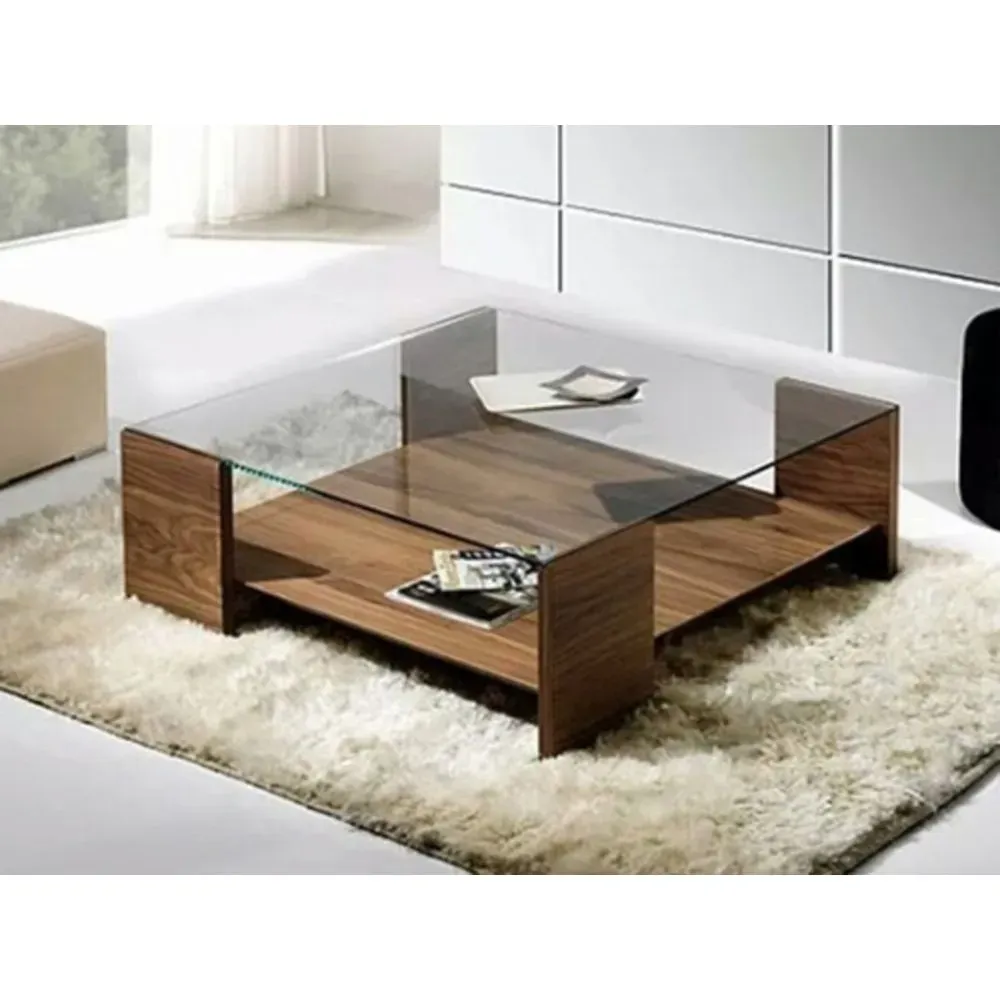 Mesa de Centro Alaia Melamine Marrón c/Vidrio