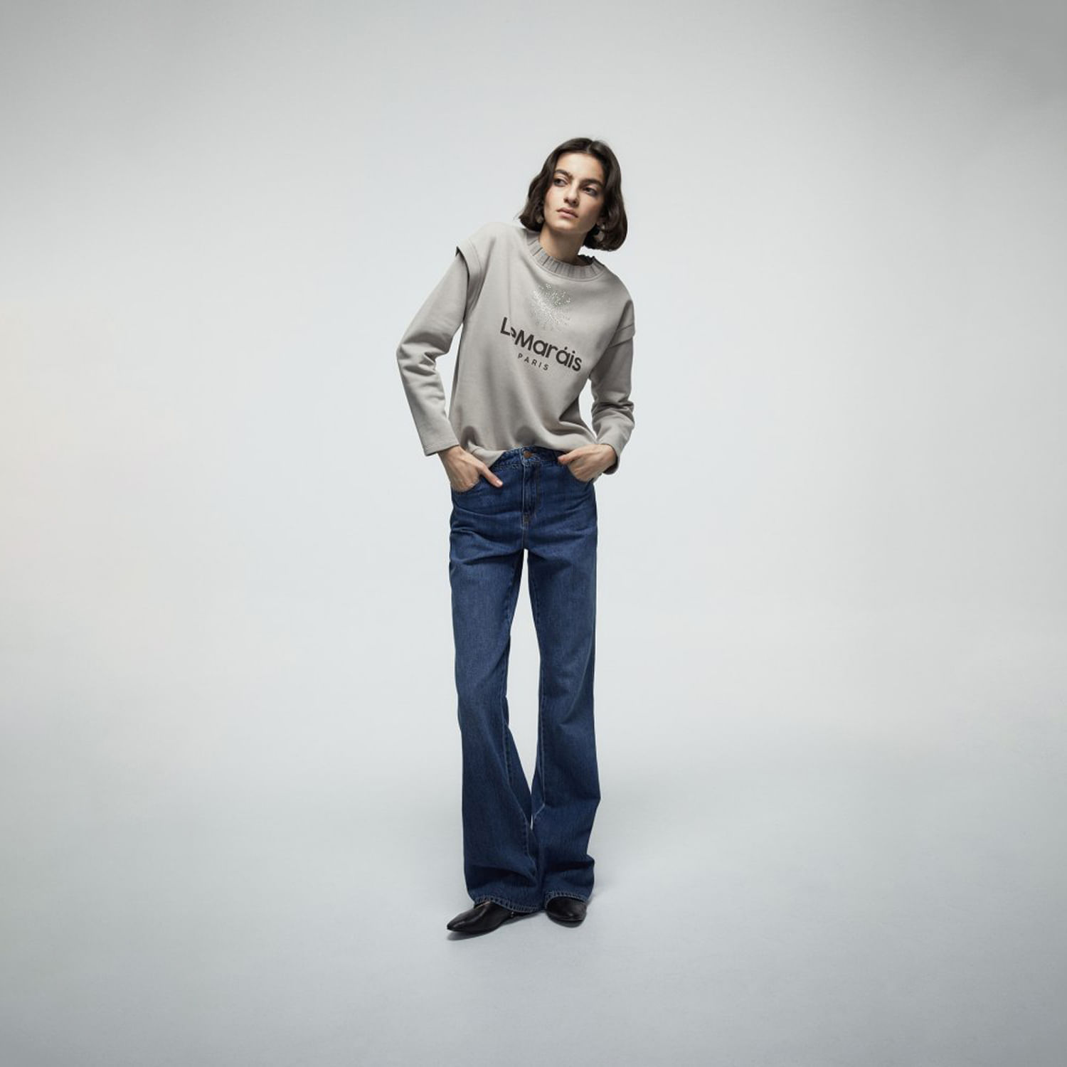 Polo Mujer Sfera Rib Básica Piedra