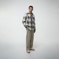 Camisa Hombre Sfera Sobrecamisa Cuadros Franela Antra Gris Medio