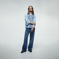 Blusa Mujer Sfera Pechera Bordada Azul Claro