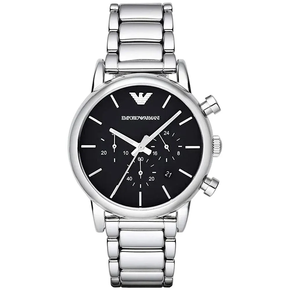 Reloj Emporio Armani Luigi Ar1853 En Stock Original Garantia Negro Plateado