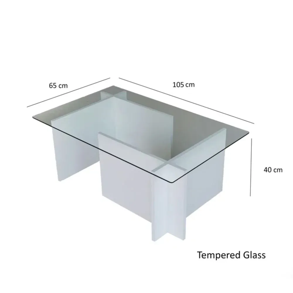 Mesa de Centro Moderna con vidrio Mafer color Blanco TU MESITA