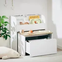 Mueble Infantil 3 en 1 Librero+Mesa+Baúl Italo color Blanco TU MESITA