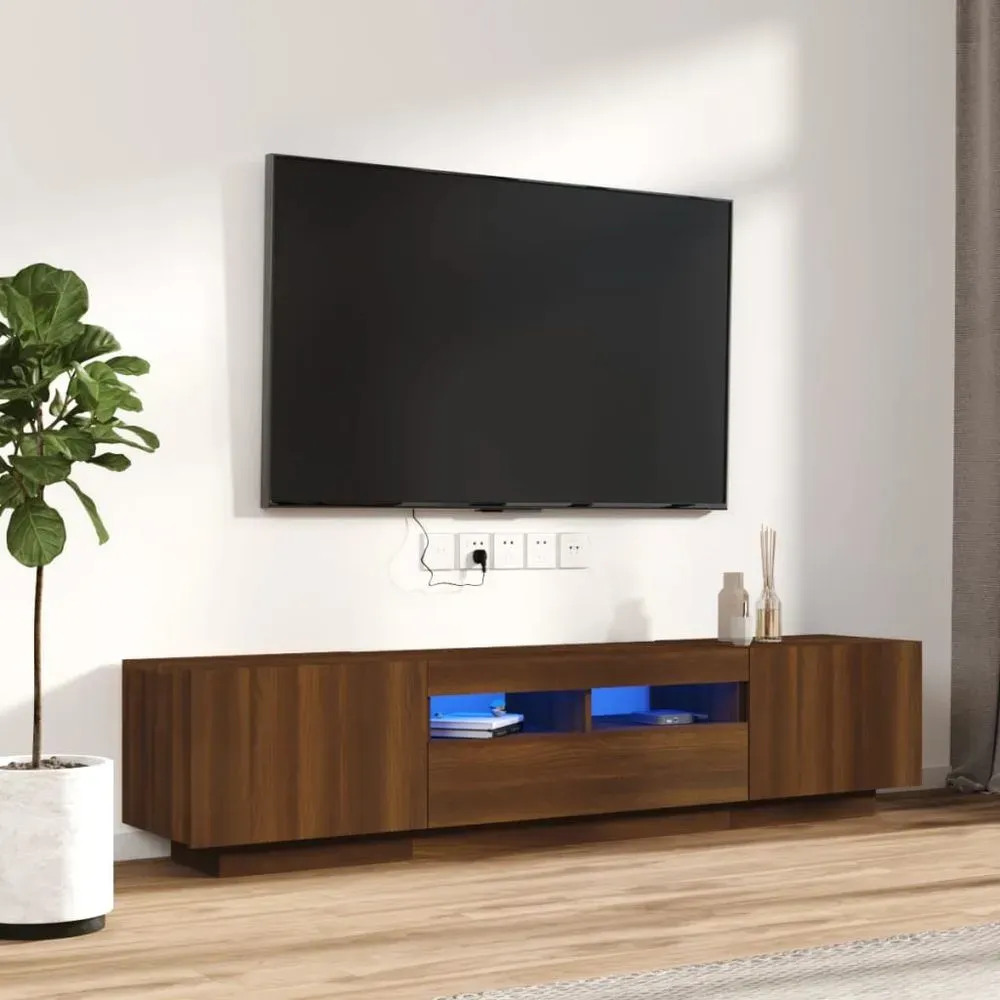 Mueble de TV con luces LED color Marrón TU MESITA 3 puertas
