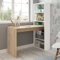 Escritorio con Estantes Moderno Ringo color Blanco/Marrón TU MESITA