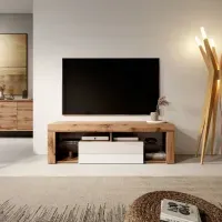 Mesa de TV Moderna Yibuti Marrón con Blanco 140cm