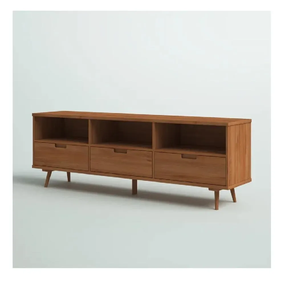 Mesa de TV Molly 75"" TU MESITA Melamina 18mm color Marrón 3 cajones