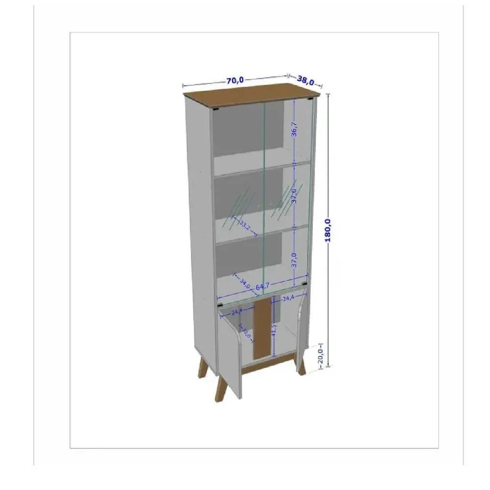 Vitrina Multiusos TU MESITA Marsella color Blanco/Roble 4 puertas