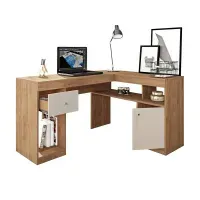 Escritorio Moderno Mikela Marrón/Blanco 2 Cajones