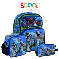Set Mochila + Lonchera + Cartuchera Magic Escolar Eva 3D Jurassic