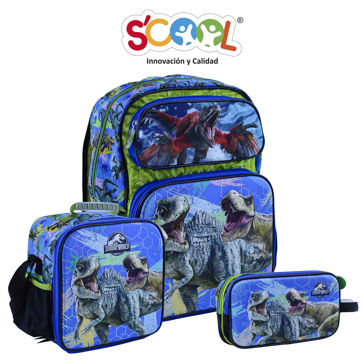 Set Mochila + Lonchera + Cartuchera Magic Escolar Eva 3D Jurassic