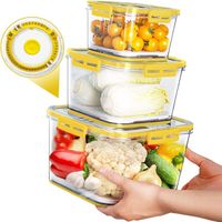Set Premium De 3 Tápers Herméticos Cuadrados Amarillo