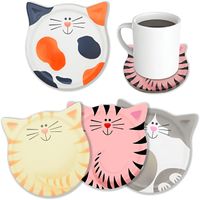 Set De Posavasos De Cerámica Con Diseños De Gatos