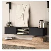 Mesa de TV Flotante 80"" Amauta TU MESITA Melamina 18mm 2 puertas Gris Oscuro