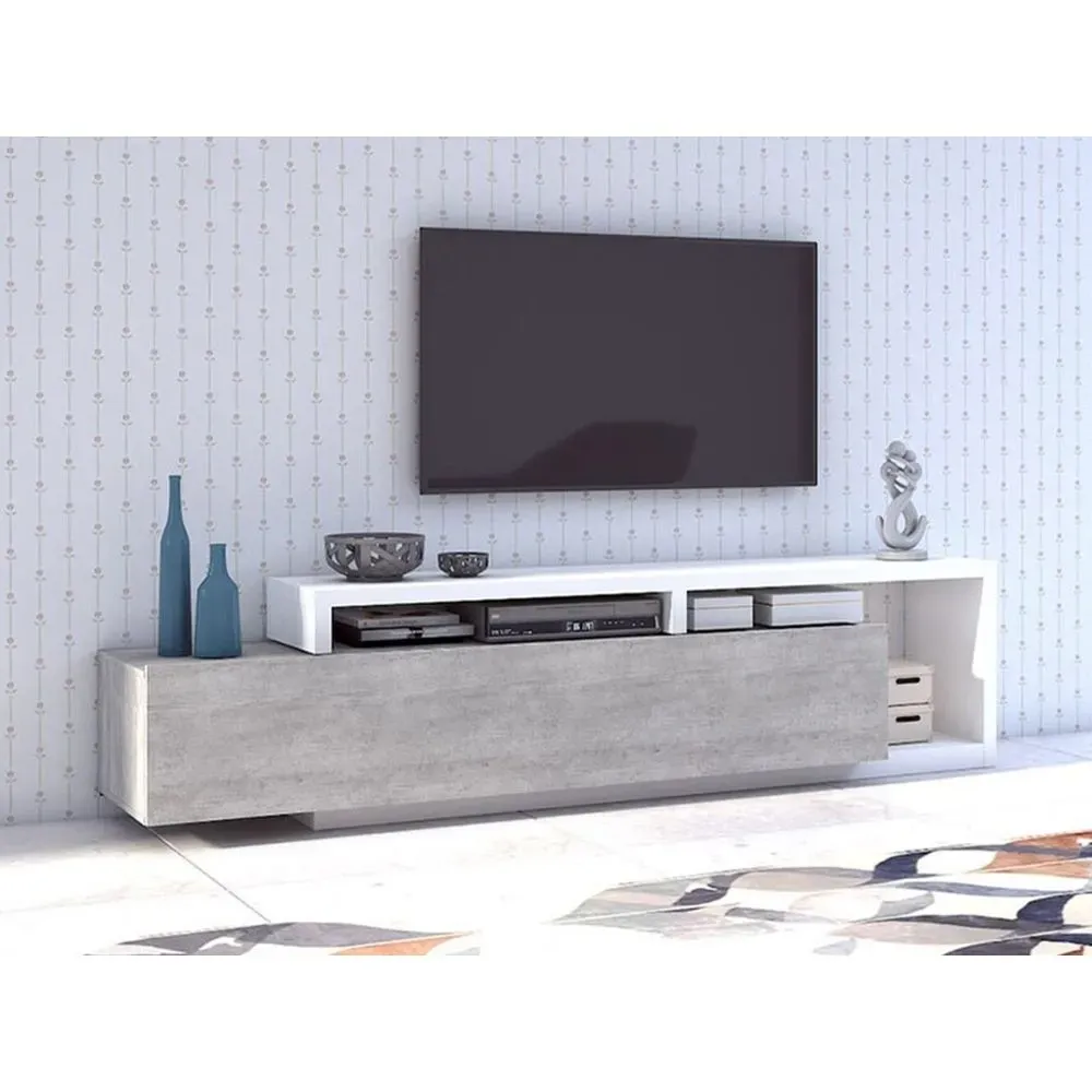 Mesa de TV Moderna Sibarys color Gris claro/Blanco 1 cajón TU MESITA