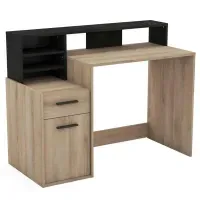 Escritorio Juvenil 1 puerta1 cajón Gonzalo color Ceniza/Negro TU MESITA
