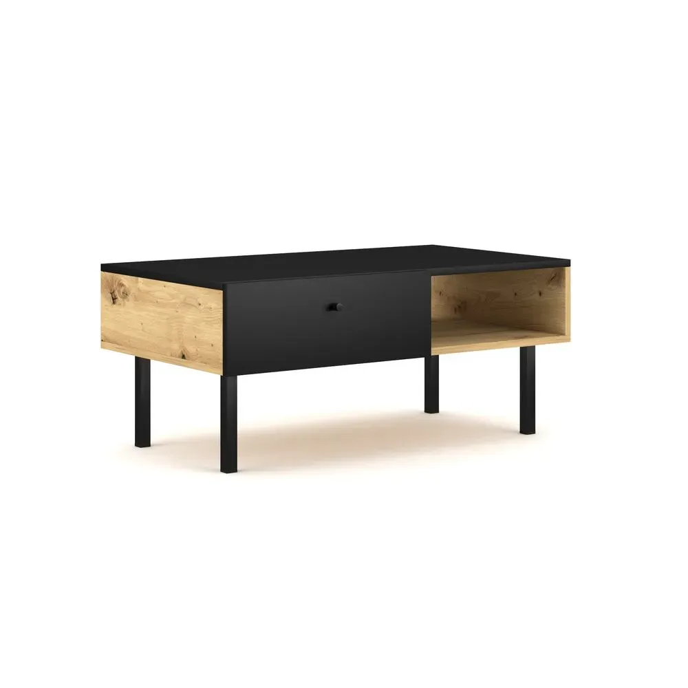 Mesa de Centro Ficus color Negro/Duna 1 cajón TU MESITA