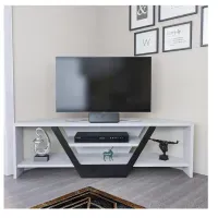 Mesa de TV 55"" para Esquina Nazca TU MESITA Melamina 18mm color Blanco/Negro