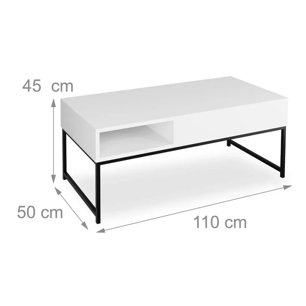 Mesa de Centro TU MESITA Milena color Blanco Puerta Levadiza