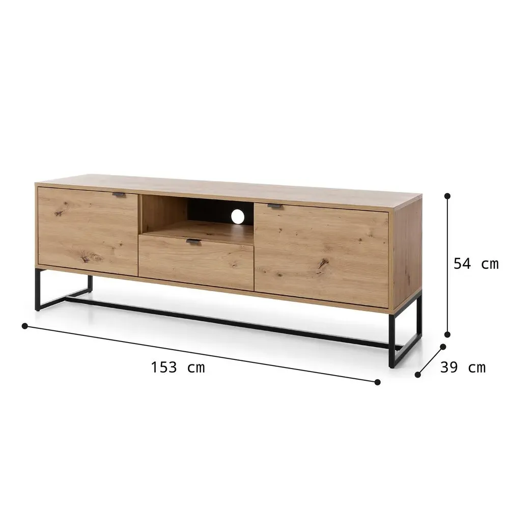Mesa de TV Industrial Aura Color Duna TU MESITA 1 cajón 2 puertas