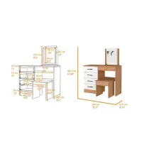 Tocador Multiusos TU MESITA Marian color Blanco/Roble 4 cajones mas espejo