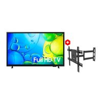 Combo: Smart TV Samsung 40"" Full HD, sistema Tizen TV (2025) + Rack móvil Westminster para TV de 32 a 70"", giro lateral hasta 180°, negro