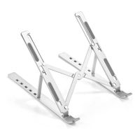 Soporte para laptop Coolbox Teraware 17"", pegable, 6 niveles, diseño ergonómico en aluminio plateado