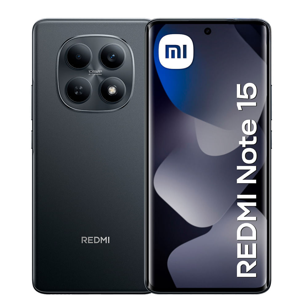 Celular Xiaomi Redmi Note 15 4G 256GB, 8GB RAM, cámara principal 108MP + 2MP, frontal 20MP, 6.7"", negro