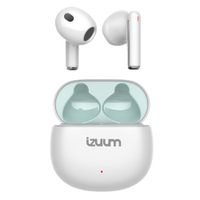 Audífonos bluetooth True Wireless Izuum Pods, resistencia al agua IPX4, hasta 16 horas de reproducción con estuche de carga, blanco