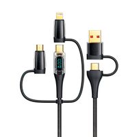 Cable celular carga rápida 6en1 A+C a C+L+M 100W 1.2m Negro