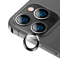 Lámina vidrio lente de cámara para iPhone 13 Pro marco Negro  (3 Cámaras)