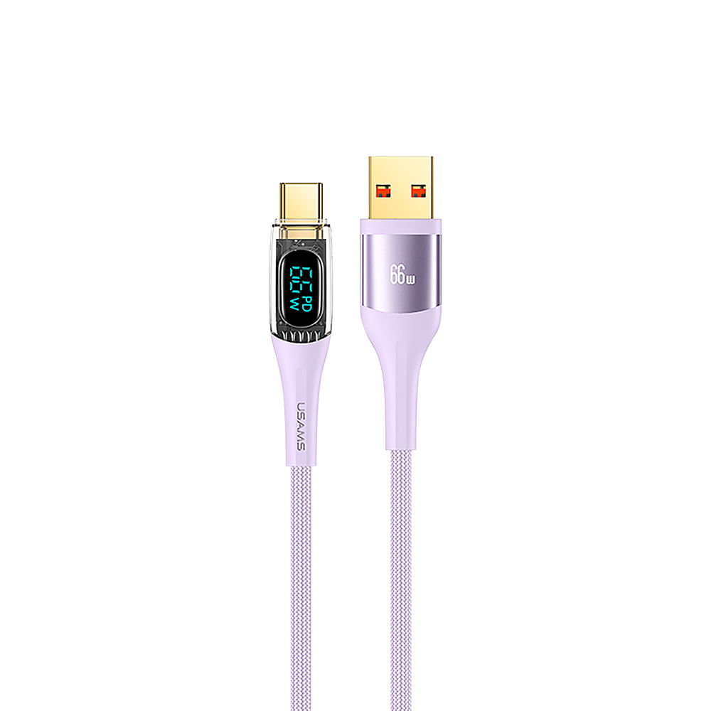 Cable celular rápido USAMS USB a Type-C 66w Digital 2m Lila