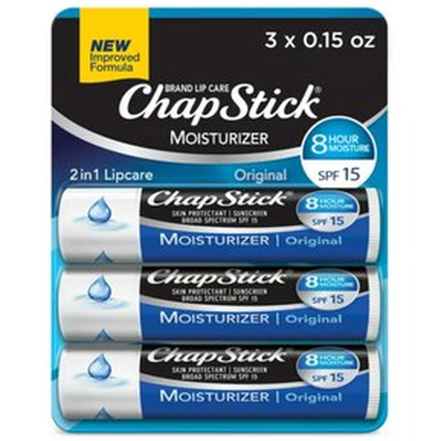 Bálsamo Labial ChapStick Hidratante 0.15 oz Pqte x 3