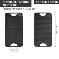 PLANCHA VICTORIA REVERSIBLE HIERRO FUNDIDO CURADA 25 X 47 CM