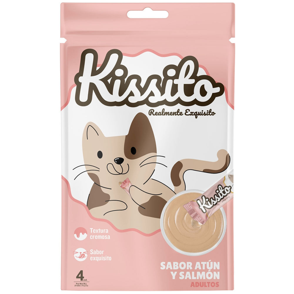 Alimento Húmedo para Gato KISSITO Adulto Snack Sabor Atún y Salmón Pouch 56g