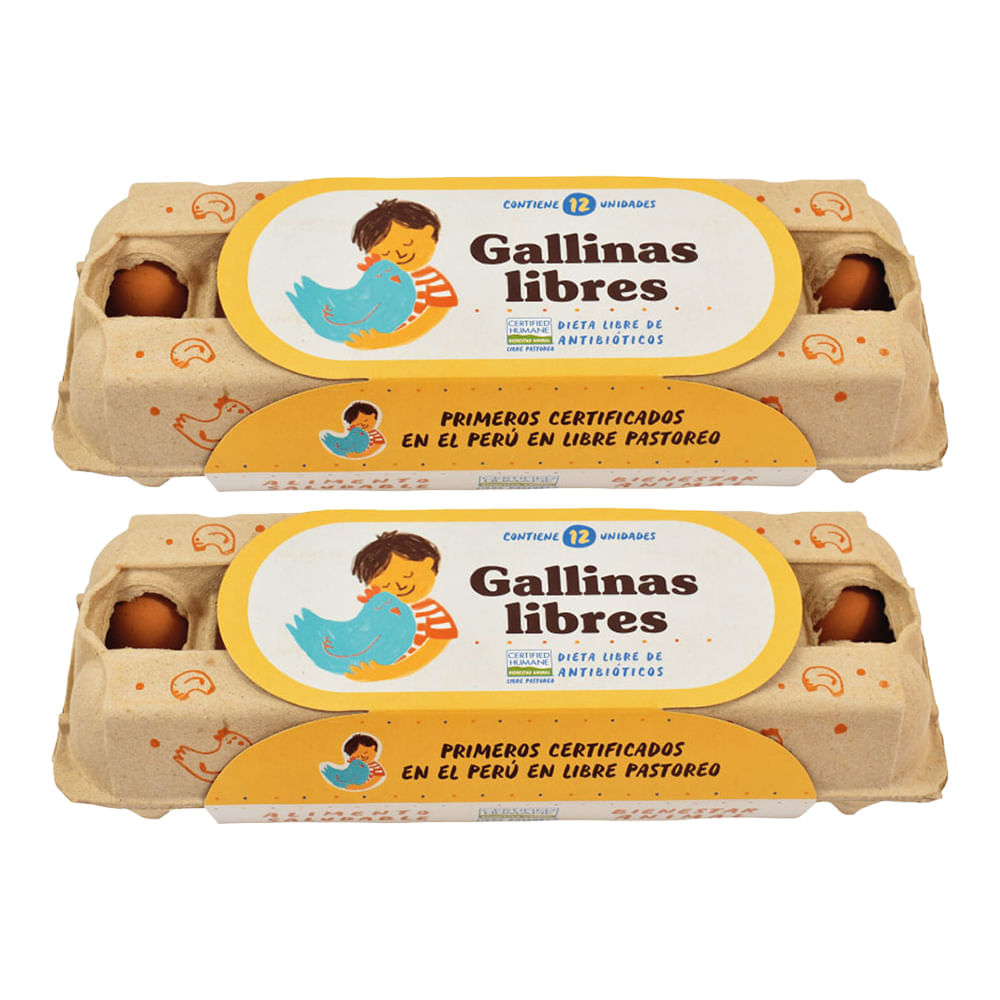 Pack Huevos Pardos GALLINAS LIBRES Bandeja 12un x 2un