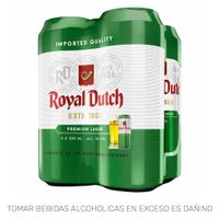 Cerveza ROYAL DUTCH Lager Lata 500ml Pack 4un