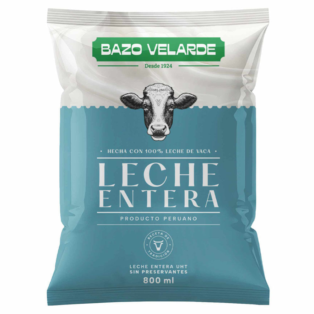 Leche Entera UHT BAZO VELARDE Bolsa 800ml