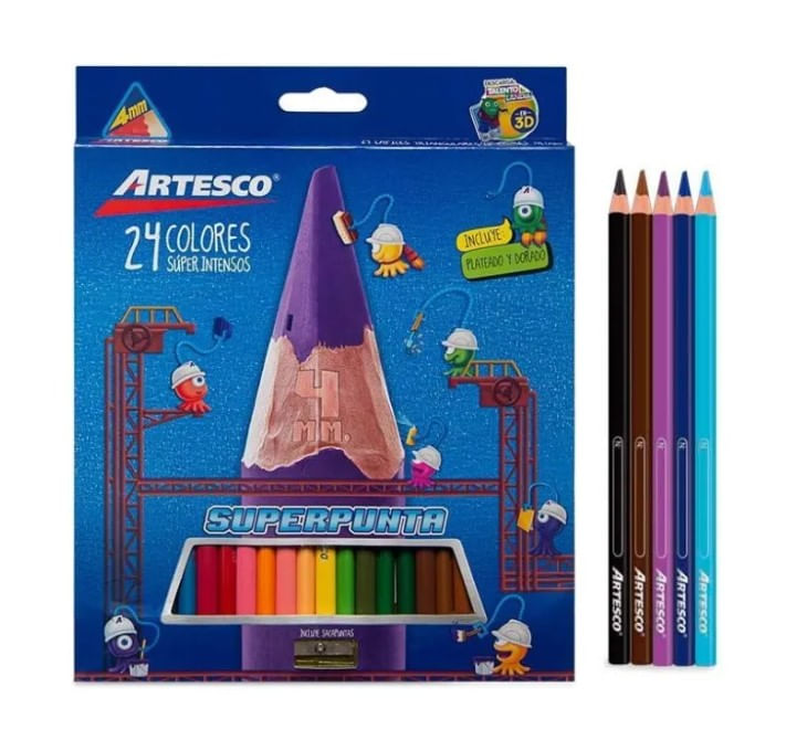 COLORES TRIANGULARES ARTESCO SUPERPUNTA SUPER INTENSOS x 24 UND