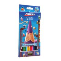 COLORES LARGOS ARTESCO TRIANGULARES + LAPICES + SACAPUNTAS X 12 UND
